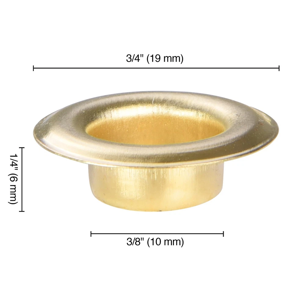 Yescom 10000 шт. комплект люверсов 3/8 дюйма размер #2 латунные петли для тканевого брезента - Изображение 2 из 4