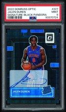 Jalen Duren 2022-23 Donruss Optic #227 Black Pandora Rookie Auto /25 PSA 9
