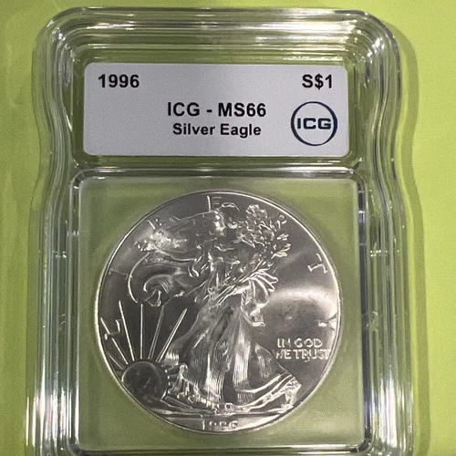 1996 Key Date Sliver Eagle dollar MS66 ICG Certified Lowest Mintage In Bu Series