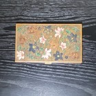 Volupte Vintage Floral Brass Enamel Hinged Latch Cigarette/Powder Case