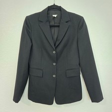 J. Crew Wool Blazer Black Classic 3 Button Front Career Size 6