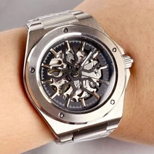 Tandorio 200M Diving 40mm Black Silver Skeleton Hollow Dial NH70 Steel Men Watch