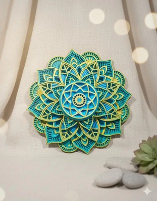 Spinning Mandala Wall Art   3D Printed Decor for Meditation and Mindfulness
