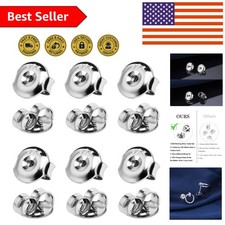 12PCS 925 Silver Earring Backs - 18K White Gold Plated, Hypoallergenic Beauty