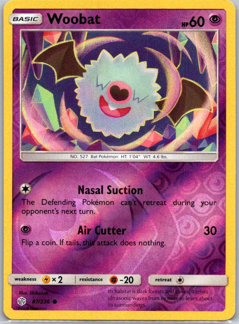 Woobat 87/236 Common Reverse Holo SM - Cosmic Eclipse NM