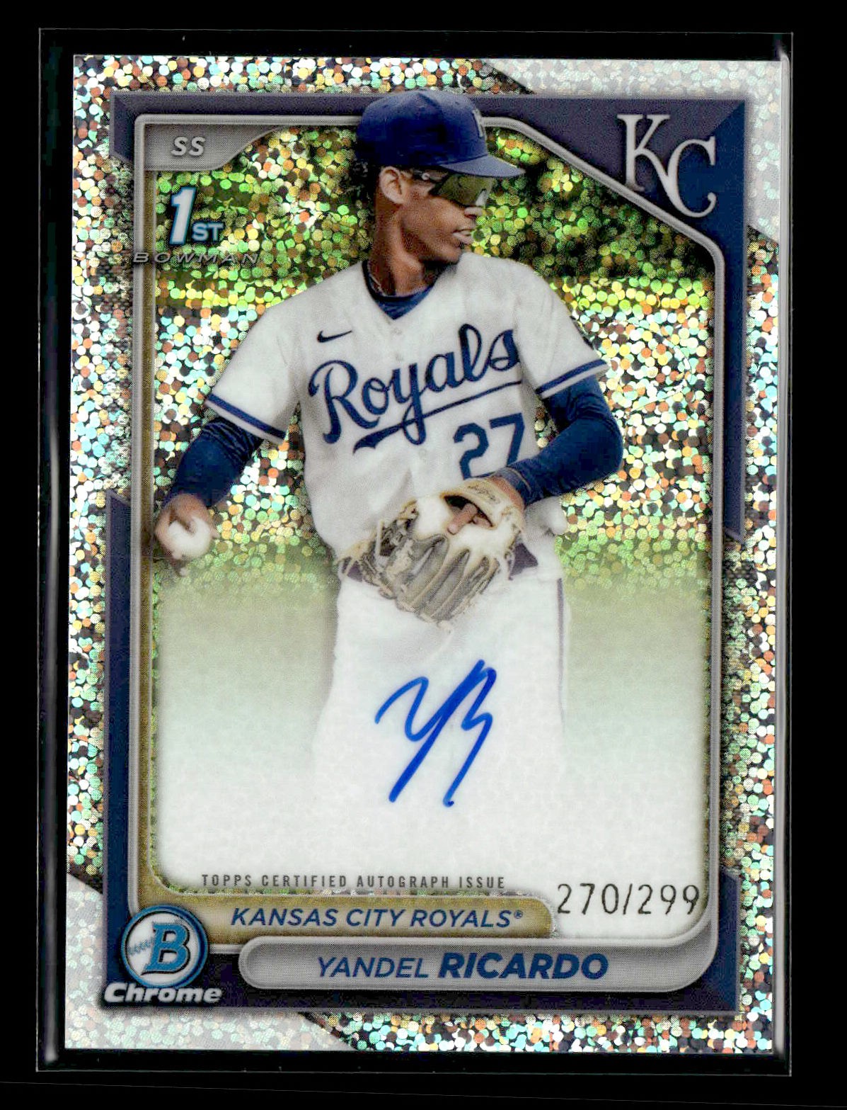Yandel Ricardo 2024 Bowman Chrome 1st Auto Speckle 270/299 Prospect [sm47