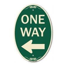 Designer Sign One Way Sign Left Arrow 12" x 18" Metal Sign