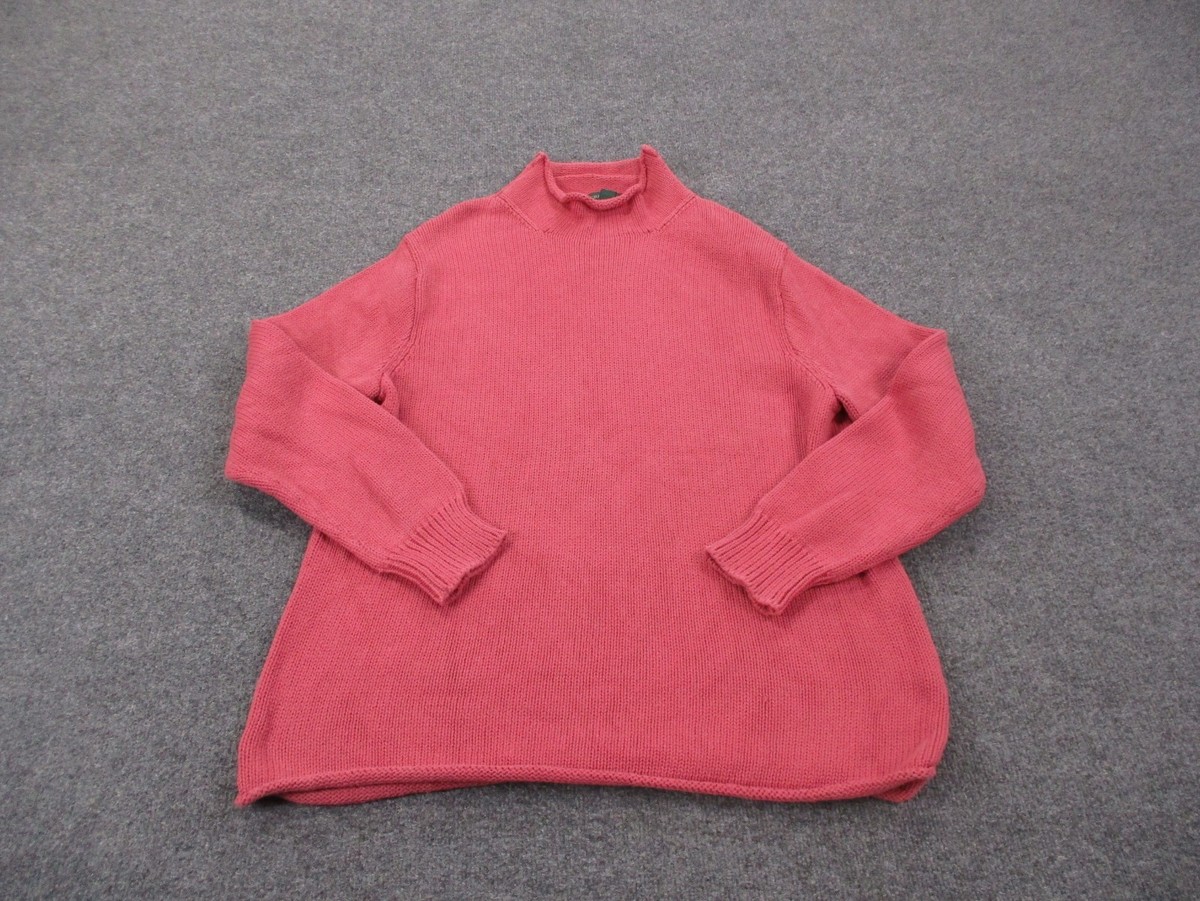 Vintage J Crew Sweater Womens L Pink Oarsman Roll Neck Pullover 