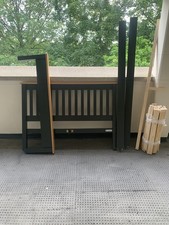Grey Double Bed Pine Wooden Bedroom High End Slatted Base Painted