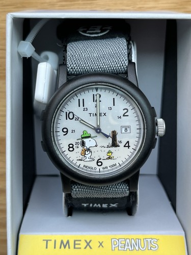 Timex Expedition X Peanuts TW4B29100 Orologio Uomo, 40mm, Cinturino In Tessuto Nero, Quadrante Grigio, 10 ATM