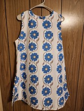 Sleeveless Floral Print Dress with Blue Flowers, Size XL