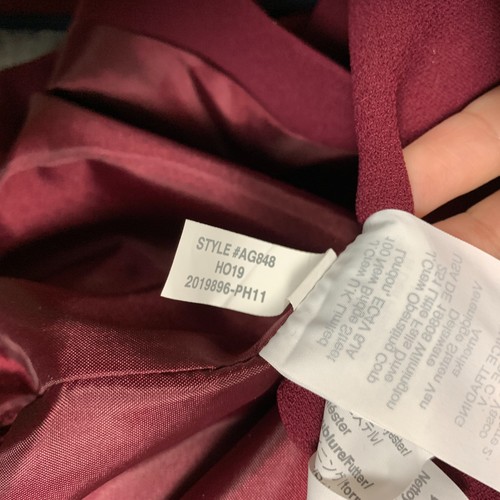 J.Crew Schleife Bluse Top Damen 4 burgunderrot/marine Borte Tie Neck 365 Krepp Neu mit Etikett $ 90 - Bild 9 von 14