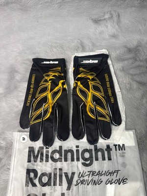 Midnight Rally Club Smokey UltraLight Driver Gloves Black Gold Large