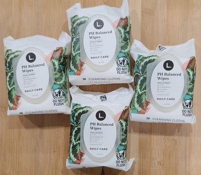 4 pack of L. PH Balanced Wipes - Fragrance Free Hygiene Wipes, 30 ct (120 total)