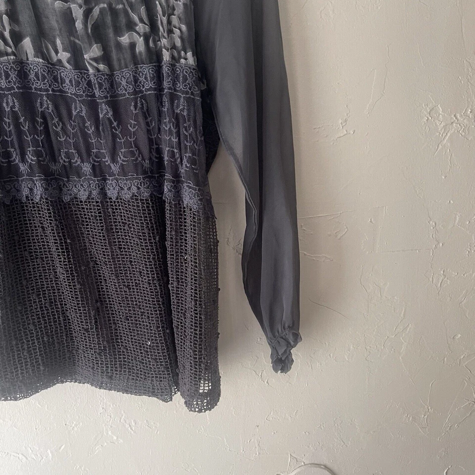 Top para mujer mediano azul gofre floral boho chifón hada femenino Danity Foto 4 de 4