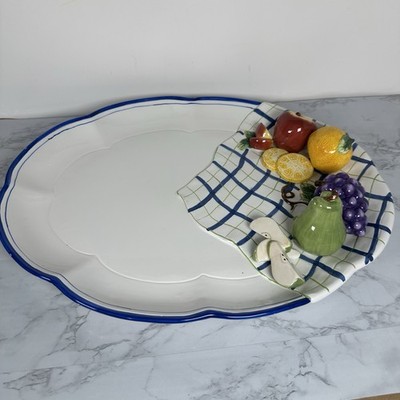 Bella Casa Ganz Fruit Serving Platter Large Ceramic 18  Hand Painted Italy Style