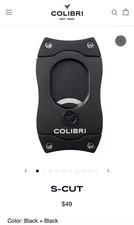 BNIB Colibri S-Cut Cigar Cutter Black Bolted w/Black Blades NEW ~ MSRP $49