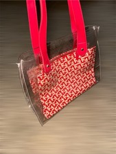 CARPISA Borsa Trasparente Rossa e Bianca Italia 14”x12”x5”-HTF