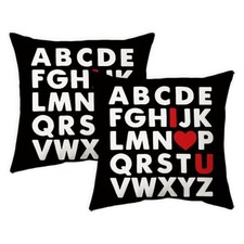 Valentine Pillow Covers 18 x 18 Inch ABC I 18" x 18" Pack of 2 Black White