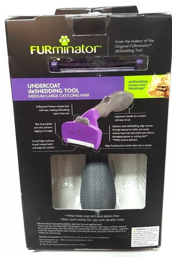 FURminator Undercoat Hair Reduction Deshedding Tool for Med/Lg Cats LONG Hair - Picture 2 of 2