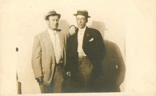 Two Men Friends Portrait Postcard Antique 1909 both wearing hats  N