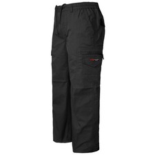 Mens Elasticated Waist Combat Cargo Trousers Work Rugby Pants Multi Pocket Fit