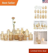 Exquisite 12-Piece Gold Amber Glass Vases Set - Elevate Your Dining Experience
