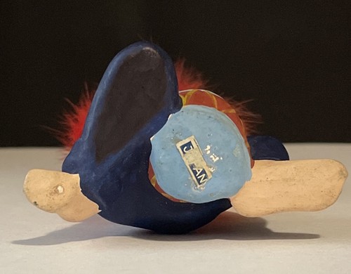 RARE! VTG 1970s Fuzzy Red Hair Berries Toy Ceramic Figurine Playing Drum 5.5”T - Picture 5 of 9