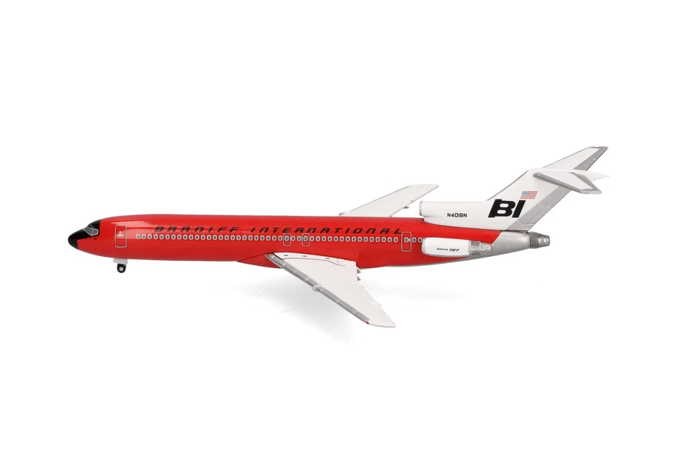 HERPA, BOEING 727-200 Braniff International Solido Rosso, 1/500,  HER537551 - Immagine 3 di 4