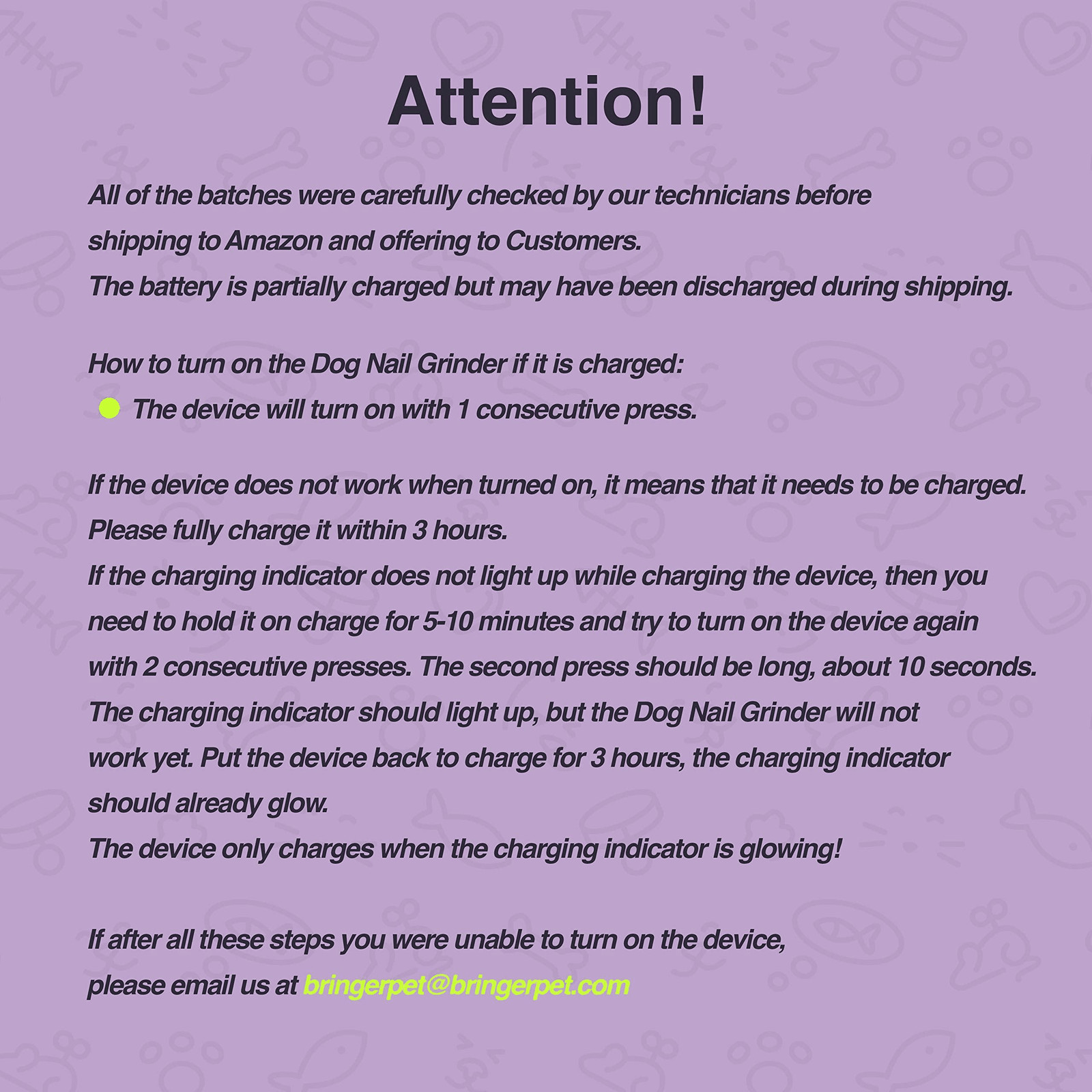 BRINGERPET Dog Nail Grinder (Blue)