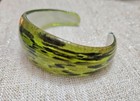 Vintage Murano Cuff Style Green Black and Gold Glass Bracelet — photo 2