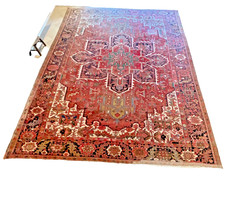 Large Oriental Carpet Rug Hand Made Wool Vintage 12’10” by 9’7”