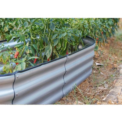 Garten Outdoor Hochbeet Pflanztrog oval verzinkter Stahlkasten 120x61x30cm