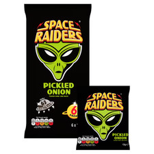 Space Raiders Pickled Onion Flavoured Crisp 6X13g Pack Of 5 Baked Not Fried