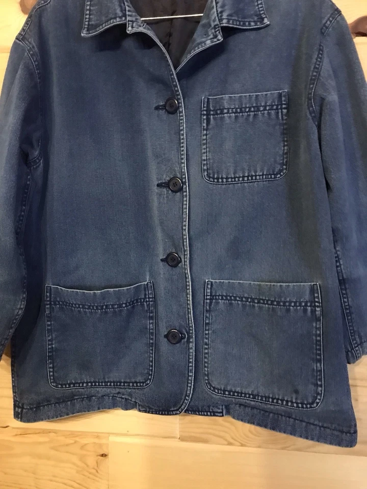 Liz Claiborne Lizwear Denim Chore Chaqueta Mujer’s M Azul Jean Ropa de Trabajo Utilitaria Foto 4 de 4