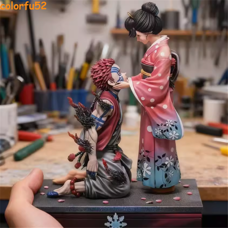 Kimetsuno Yaiba Akaza&Koyuki 和服フィギュア27cm In Stock 27cm Demon Slayer Anime Figure Akaza Figurine Koyuki