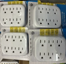 4x Electrical Socket 6 Way Power Splitter 6 Outlet AC Wall Plug Adapter Cover