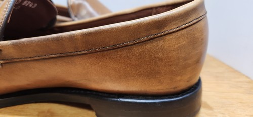 Mocassini Allen Edmonds Steen da uomo in pelle taglia punta divisa cognac cammello taglia 11,5 D - Foto 12 di 20