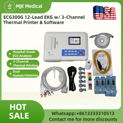 ECG300G 12-Lead ECG Machine w/ 3-Channel Printout   Clinical Grade
