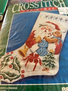 BERNAT    cross stitch Christmas stocking kit  NEW    SANTA AND FRIENDS