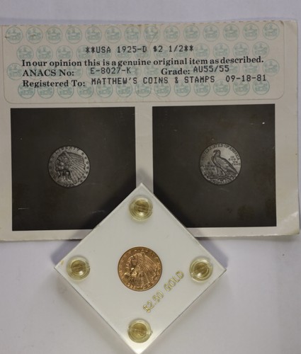 1925 D Indian $2.5 Gold Quarter Eagle ANACS PHOTO GRADE 55‼️LOOKS UNDER-GRADED‼️