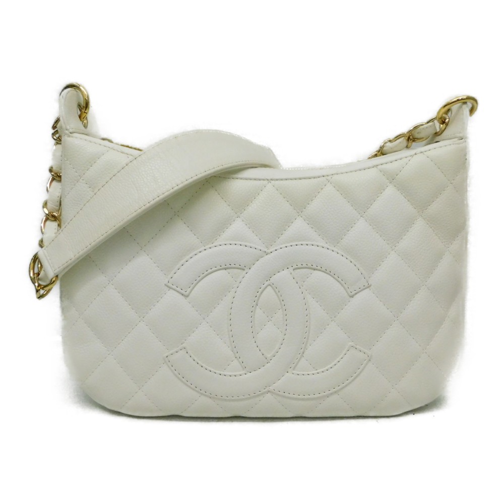 Chanel White Gold Chain One Shoulder Bag A20993 with Metal Fittings
