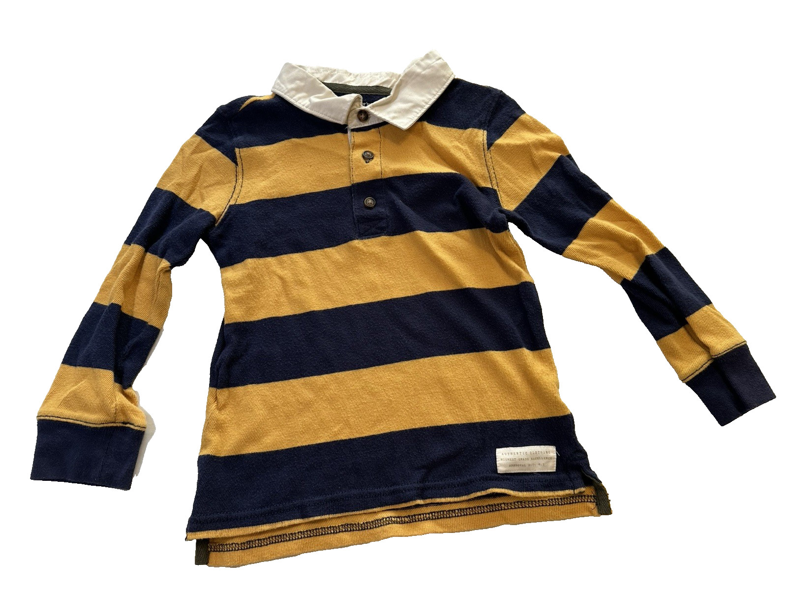 Carter's Rugby Polo Shirt Sz 5 Blue & Yellow Striped Long Sleeve Streetwear