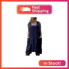Schine Women's Cotton Cross Back Pinafore with Big Pockets Practical Aprons for