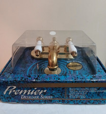 PREMIER Designer Series Bath Faucet Solid Brass Porcelain Handles Pop Up Drain