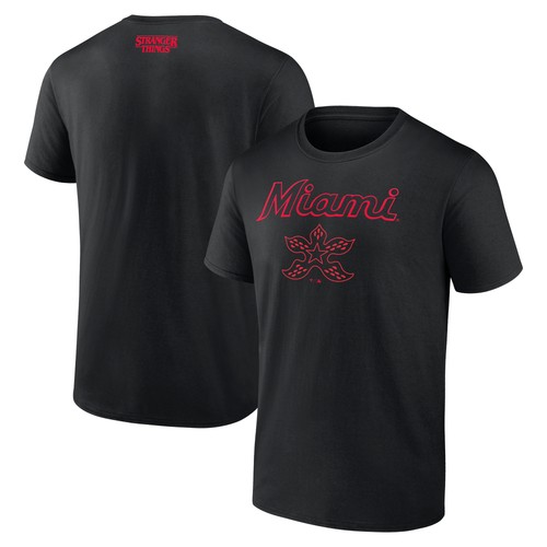 Herren T-Shirt schwarz Miami Marlins Stranger Things Demogorgan