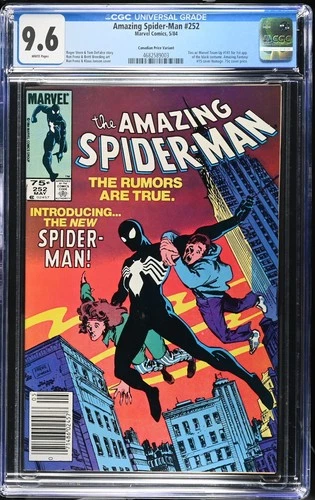 AMAZING SPIDER-MAN 252 1st BLACK COSTUME 1984 Canadian Newsstand Variant CGC 9.6
