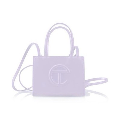Telfar Mini Lavender Crossbody Bag with Logo and Double Handles