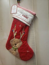 Pottery Barn Kids Quilted Christmas Stocking Labrador w Antlers, Bad Monogram