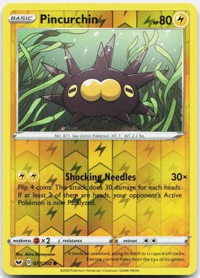 Pincurchin Common Sword & Shield Reverse Holo 077/202 NM/M Pokemon
